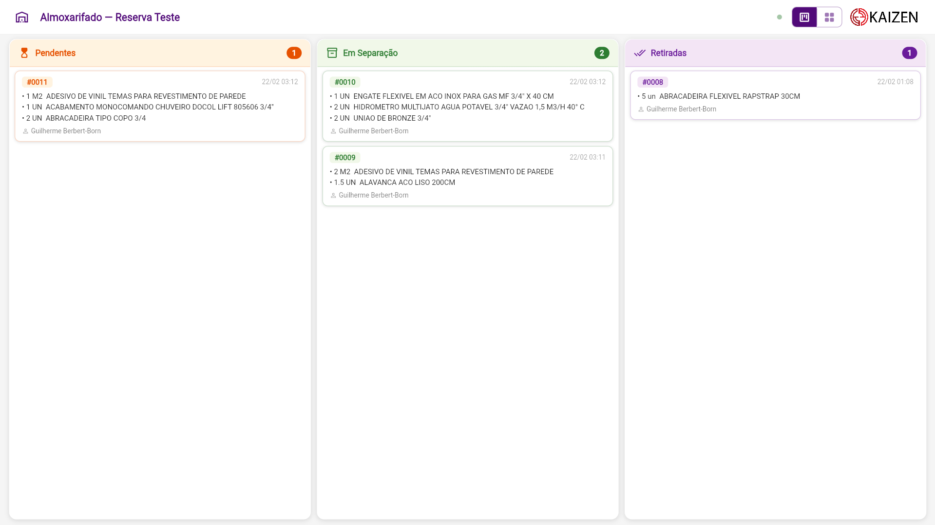 Controle de Almoxarifado — estoque, consumo e perdas